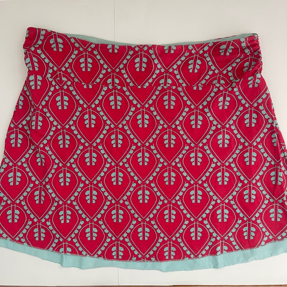 Reversible Pink and Teal Patterned Skirt